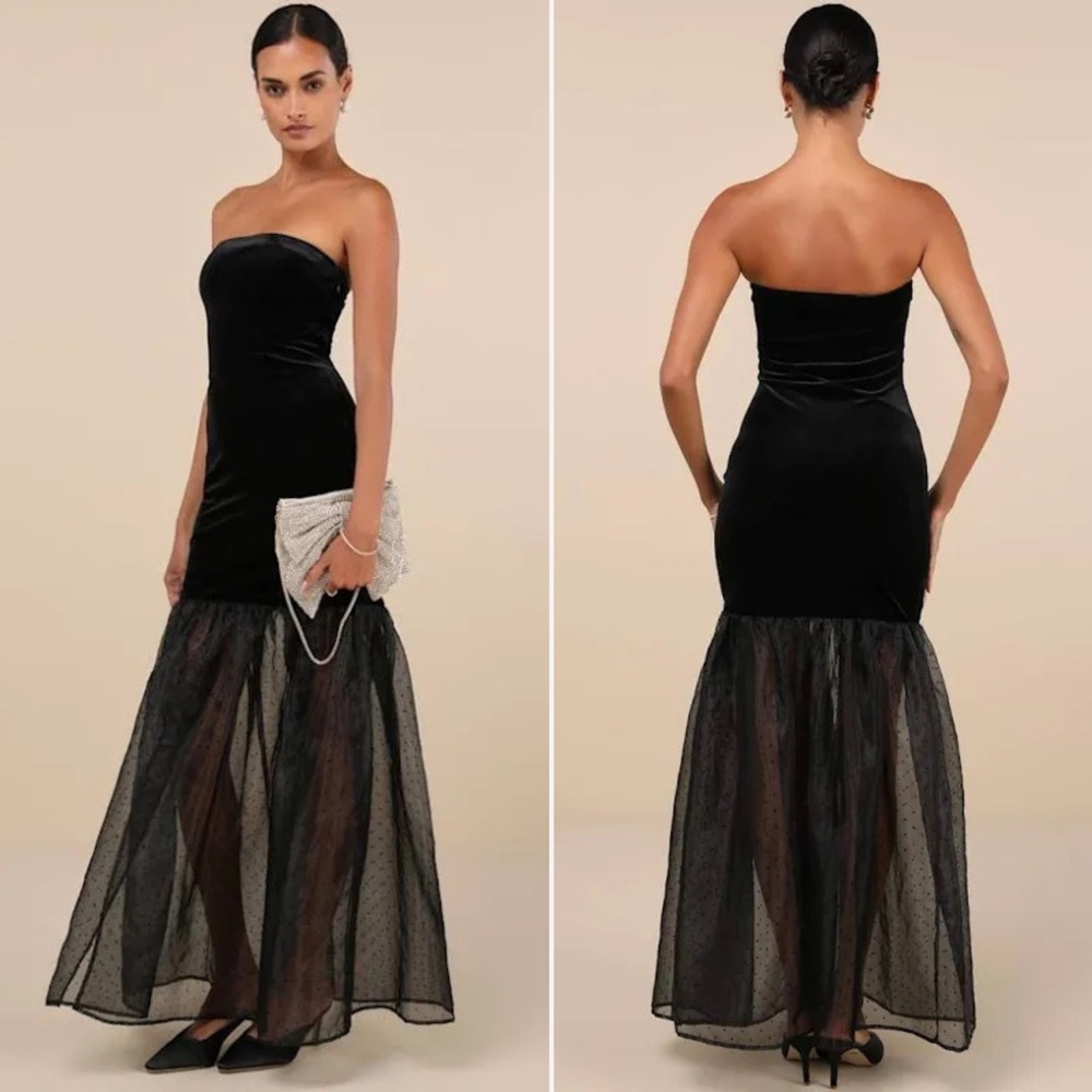 Lulu's Black Strapless Dress